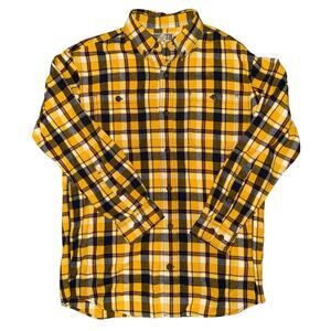 Duluth Trading Co Yellow Plaid Flannel Shirt Medium Cotton Long Sleeve Workwear